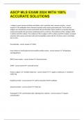 ASCP MLS EXAM 2024 WITH 100&percnt; ACCURATE SOLUTIONS