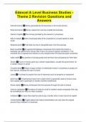 Edexcel A Level Business Studies - Theme 2 Revision Questions and Answers