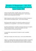 Principles Of Management - C483 WGU &lpar;Pre-Assessment&rpar; Questions And Answers Latest Update 2024