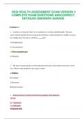 HESI HEALTH ASSESSMENT EXAM VERSION 3 COMPLETE EXAM QUESTIONS ANDCORRECT  DETAILED ANSWERS AGRADE