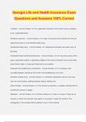 Georgia Life and Health Insurance Exam Questions and Answers 100&percnt; Correct