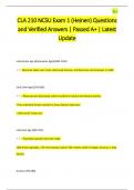 CLA 210 NCSU Exam 1 &lpar;Heinen&rpar; Questions  and Verified Answers &vert; Passed A&plus; &vert; Latest  Update