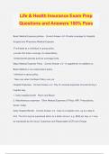 Life & Health Insurance Exam Prep Questions and Answers 100&percnt; Pass