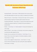 Hawaii Life Insurance Exam Questions and Answers 100&percnt; Pass