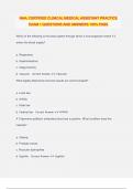 NHA&colon; CERTIFIED CLINICAL MEDICAL ASSISTANT PRACTICE EXAM 1 QUESTIONS AND ANSWERS 100&percnt; PASS