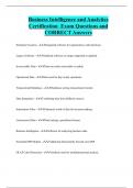 Business Intelligence and Analytics Certification Exam Questions and  CORRECT Answers