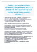 Certified Psychiatric Rehabilitation  Practitioner &lpar;CPRP&rpar; Exam Prep PRACTICE  QUESTIONS WITH 80 QUESTIONS AND  CORRECTLY DETAILED ANSWERS  GRADED A