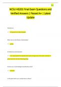 NCSU HS201 Final Exam Questions and  Verified Answers &vert; Passed A&plus; &vert; Latest  Update