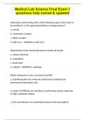 Medical Lab Science Final Exam 1 questions fully solved & updated&period;