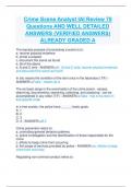 Crime Scene Analyst IAI Review 70  Questions AND WELL DETAILED  ANSWERS &lpar;VERIFIED ANSWERS&rpar;  ALREADY GRADED A