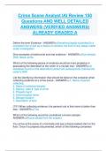 Crime Scene Analyst IAI Review 150  Questions AND WELL DETAILED  ANSWERS &lpar;VERIFIED ANSWERS&rpar;  ALREADY GRADED A
