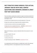 NCCT PRACTICE EXAM SURGICAL TECH ACTUAL &sol;NEWEST 2024 85 WITH WELL SORTED QUESTIONS AND ANSWERS &sol;GRADED A&plus;&sol;BEST FOR THAT GOOD GRADE 