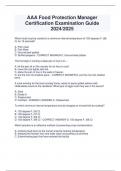 AAA Food Protection Manager  Certification Examination Guide 2024&sol;2025