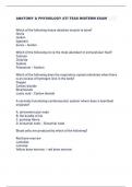 ANATOMY & PHYSIOLOGY ATI TEAS MIDTERM EXAM     