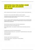 CERTIFIED DIALYSIS NURSE  EXAM 2024 WITH 100&percnt; ACCURATE SOLUTIONS