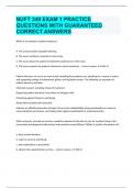 NUFT 349 EXAM 1 PRACTICE QUESTIONS WITH GUARANTEED CORRECT ANSWERS