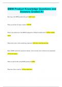 BMW Product Knowledge Questions and  Answers Graded A&plus;