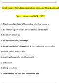 Final Exam&colon; ISSA Transformation Specialist Expected Questions and Answers &lpar;2024 &sol; 2025&rpar; &lpar;Verified Answers&rpar;