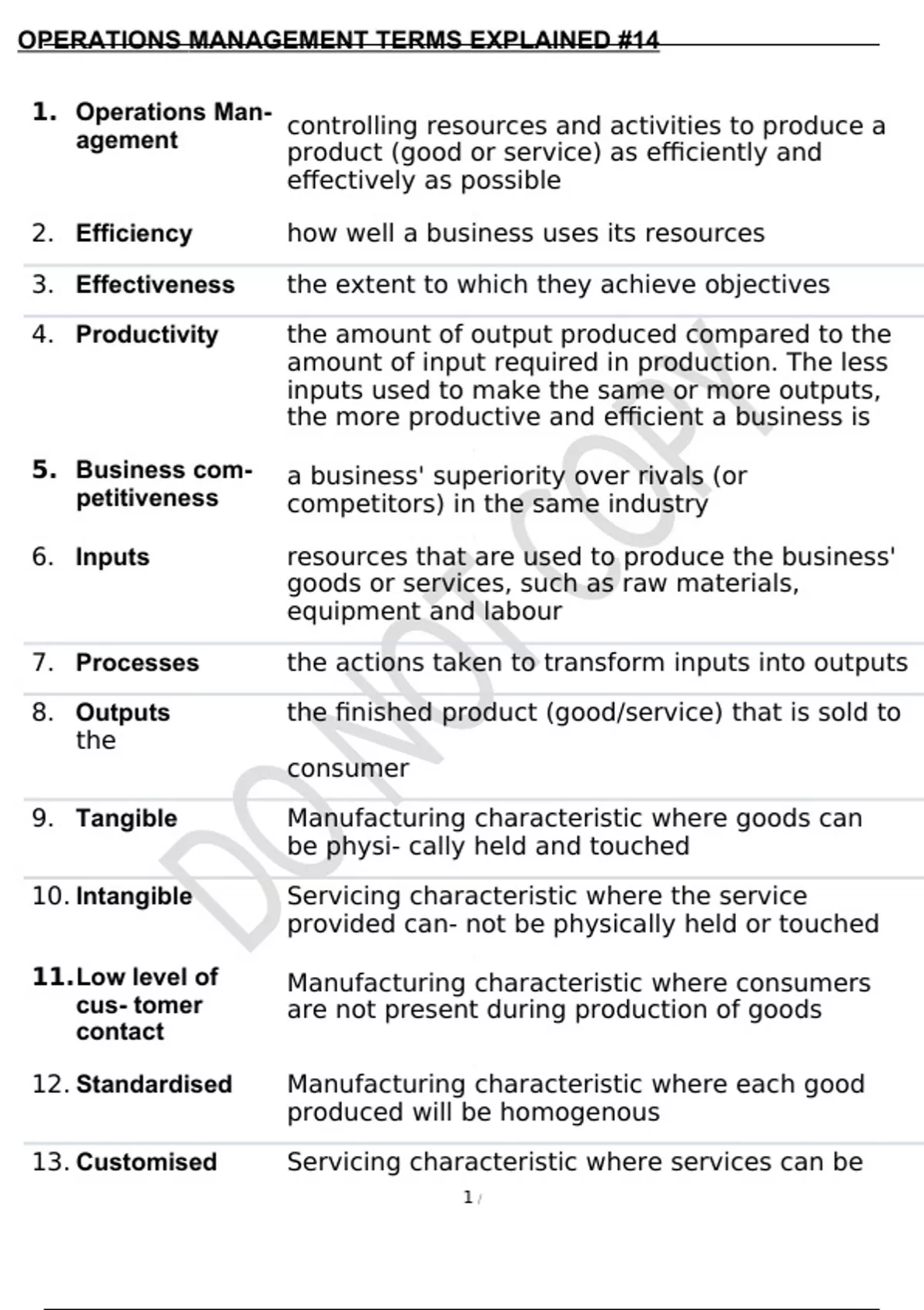 Operations Management Explained OPERATIONS MANAGEMENT TERMS EXPLAINED #14 - OPERATIONS MANAGEMENT ...