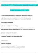 Final Exam&colon; ISSA Transformation Specialist Expected Questions and Answers &lpar;2024 &sol; 2025&rpar; &lpar;Verified Answers&rpar;