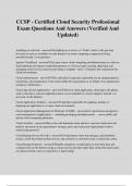 CCSP - Certified Cloud Security Professional Exam Questions And Answers &lpar;Verified And Updated&rpar;