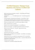Certified Emergency Manager Exam Questions And Answers &lpar;Verified And Updated&rpar;