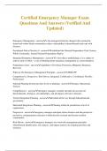 Certified Emergency Manager Exam Questions And Answers &lpar;Verified And Updated&rpar;