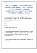 SOUTH UNIVERSITY NSG 6330 WOMENS  HEALTH FINAL EXAM NEWEST 2024-2025  ACTUAL EXAM COMPLETE 180  QUESTIONS AND CORRECT DETAILED  ANSWERS &lpar;VERIFIED ANSWERS&rpar;