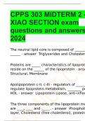 CPPS 303 MIDTERM 2 - XIAO SECTION exam questions and answers 2024