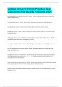 Indiana Driver's Permit Practice Test Questions And Quality Answers 2024&period;