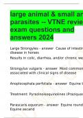 large animal & small animal parasites -- VTNE review exam questions and answers 2024
