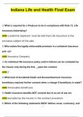 Indiana Life and Health Final Exam Latest 2024 Updated Questions with 100&percnt; Correct Answers &vert; Verified &vert; Latest Update