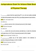 Jurisprudence Exam 2026 for Arizona State Board of Physical Therapy 2026 &sol; 2027 Questions with 100&percnt; Correct Answers &vert; Verified &vert; Latest Update