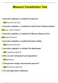 Missouri Constitution Test 20242025 Update Questions with 100&percnt; Correct Answers &vert; Verified &vert; Latest Update