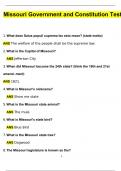 Missouri Government and Constitution Test Complete Updated Questions with 100&percnt; Correct Answers &vert; Verified &vert; Latest Update