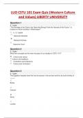 LUO CSTU 101 Exam Quiz &lpar;Western Culture and Values&rpar; LIBERTY UNIVERSITY