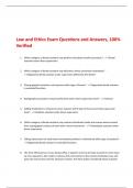 Law and Ethics Exam Questions and Answers&comma; 100&percnt;  Verified