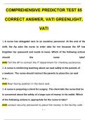 Comprehensive predictor test 85 correct answer, VATI Greenlight, VATI QUESTIONS AND ANSWERS BEST Attained Grade A+ GUARANTEED SUCCESS LATEST UPDATE 2024 / 2025