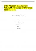  SNHU ACC550 5-2 Assignment Activity Master Budget and Variances 2024 Complete