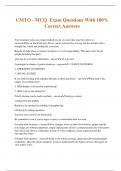 CMTO - MCQ Exam Questions With 100&percnt; Correct Answers