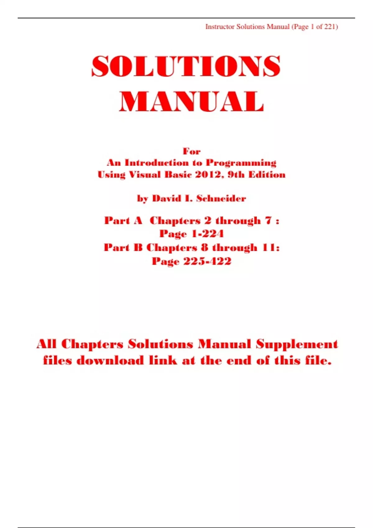 Solutions Manual for An Introduction to Programming Using Visual Basic ...