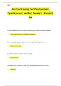 Air Conditioning Certification Questions and Verified Answers  Pack &vert; Passed &vert; A&plus;