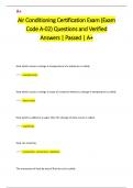 Air Conditioning Certification Exam &lpar;Exam  Code A-02&rpar; Questions and Verified  Answers &vert; Passed &vert; A&plus;