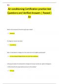 Air conditioning Certification practice test Questions and Verified Answers &vert; Passed &vert;  A&plus;