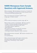 NAMS Menopause Exam Sample Questions with Approved Answers &vert;Latest 2024&sol;2025