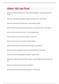 Chem 103 Lab Final  latest questions and answers all are correct graded A&plus;