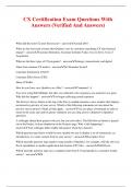 CX Certification Exam Questions With Answers &lpar;Verified And Answers&rpar;