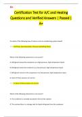 Certification Test for A&sol;C and Heating Questions and Verified Answers &vert; Passed &vert;  A&plus;