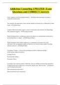 Addiction counselling Bundled Exam Questions Package with Correct Answers