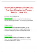 NR 599 &lpar;NR599&rpar; NURSING INFORMATICS Final Exam &vert; Questions and Answers Rated A&plus; &vert; Latest 2024